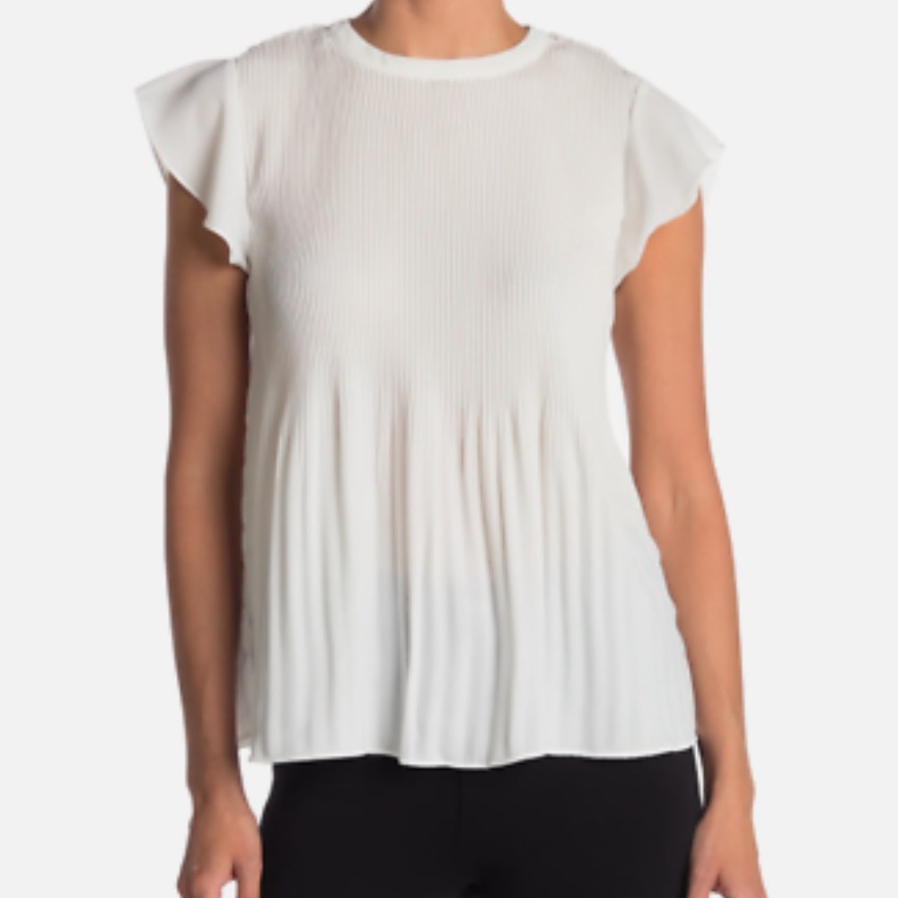 Adrianna Papell Pleated Flutter Sleeve Top
